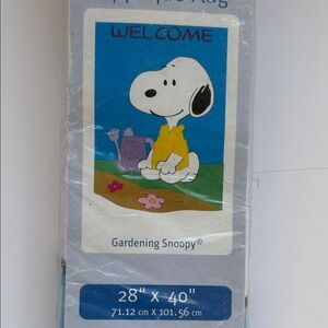 Vtg Peanuts Snoopy Welcome Gardening Spring Appliqué Flag 28”x40” Life’s Breeze